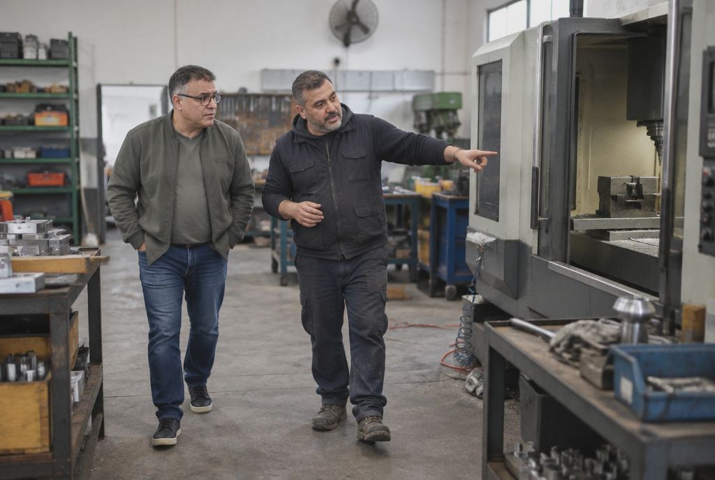 Frédéric Soares en visite dans l'atelier d'un client
